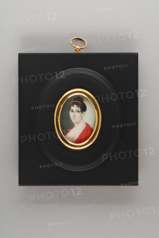 Hendrik van Overklift, Portrait miniature of woman, portrait miniature painting visual material ivory paint watercolor ivory