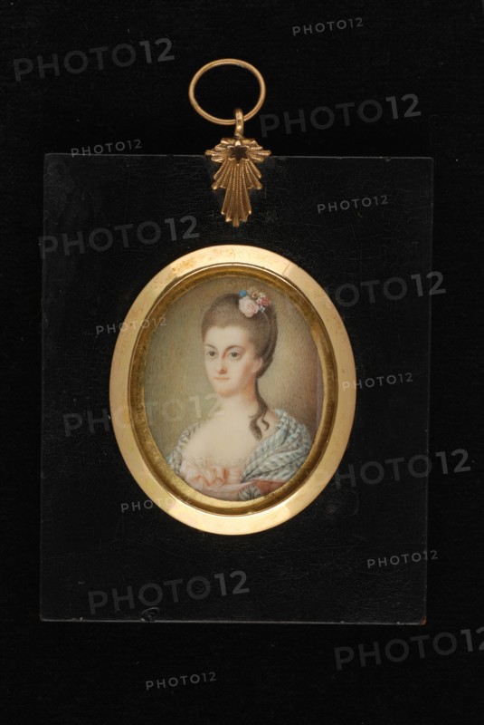 Pieter le Sage, Portrait miniature of Princess Wilhelmina of Prussia, portrait miniature painting footage wood ivory paint