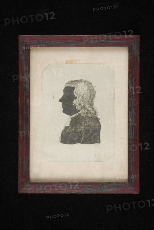 publisher: Johannes Jacobus Meyneken, Silhouette portrait to the left of Carel Philip Sander, silhouette copper engraving print
