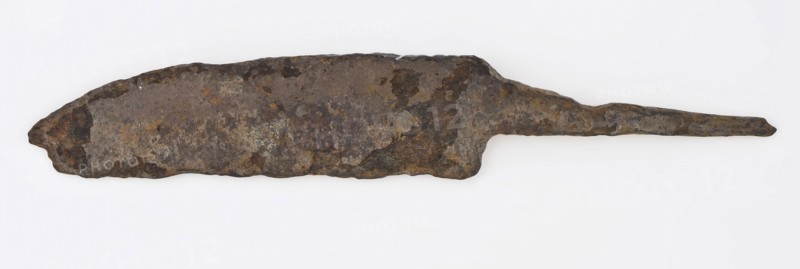 Blade with broken off point and narrowed sting, blade knife cutlery ground find iron metal, Blade with broken end and narrowed