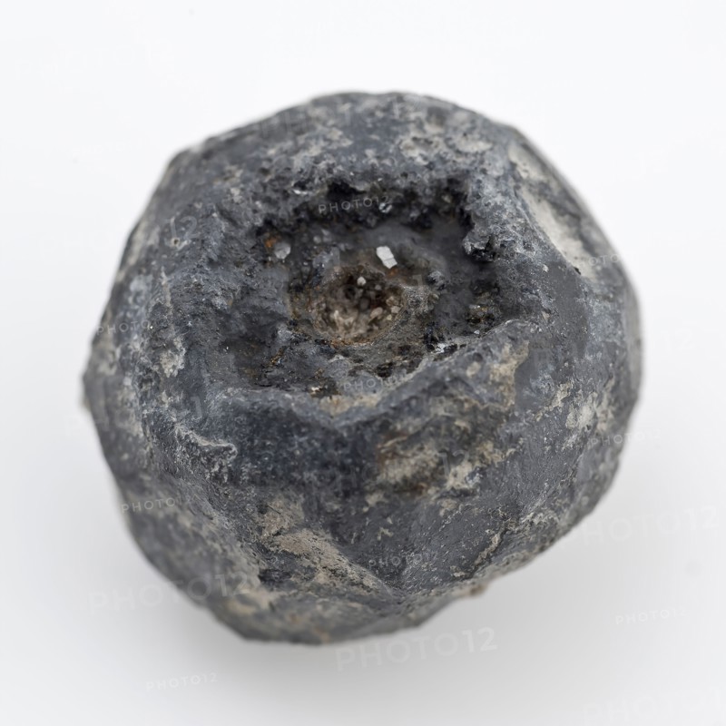 Lead sphere with flattened bottom, artifact soil found lead metal, gram cast Spherical flat bottom. Small hole in convex top