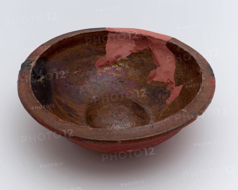 Pottery, bowl or bowl on stand with soul, bowl bowl crockery holder soil find ceramic earthenware glaze lead glaze, hand-turned