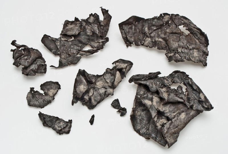 Ten fragments of decorated, leather binding, bookbinding soil found 11.5 w 7,2 (1) tanned cut decorated glued pressed Ten