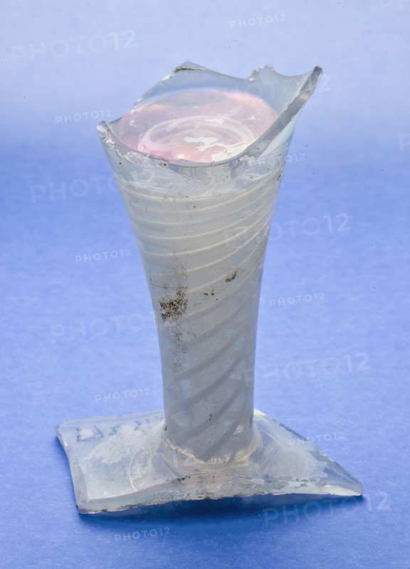 Fragment of part of foot, trunk and base of chalice of goblet, pendulum glass, wine glass drinking glass drinking utensils