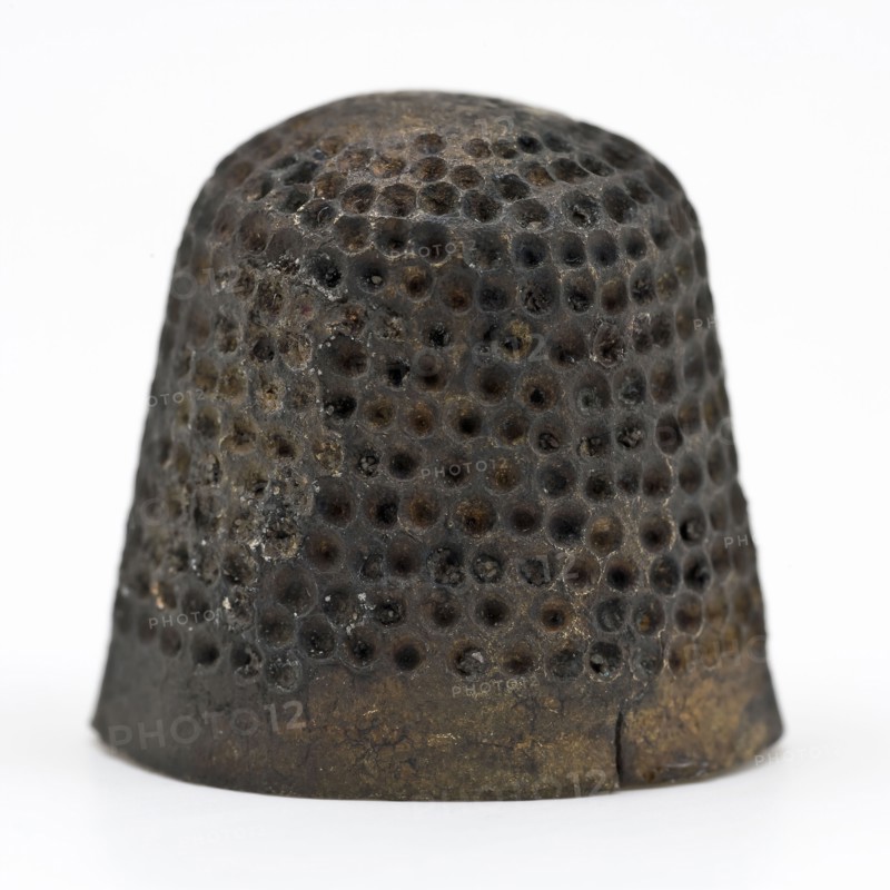 Copper molded thimble, thimble sewing kit soil find copper metal, cast Copper molded thimble left spirally drawn with blank