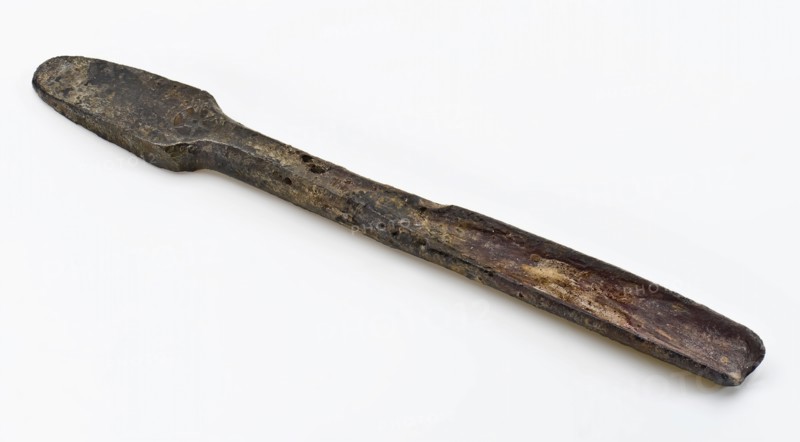 Spoon drill, drill with spatula shape at the other end, drill tools equipment ground find iron metal, forged spoon drill