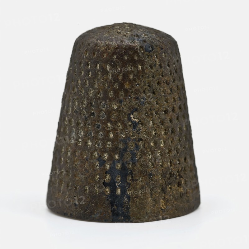Copper pressed thimble, thimble sewing kit soil find copper metal, pressed Copper pressed thimble with pits at the top