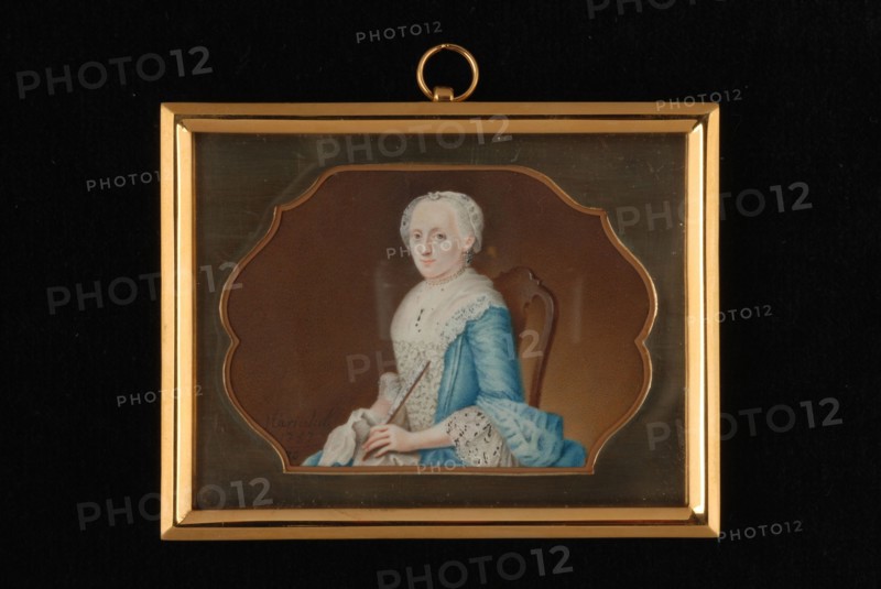 Joseph Marinkel, Portrait miniature of woman, portrait miniature painting footage paint watercolor parchment portrait