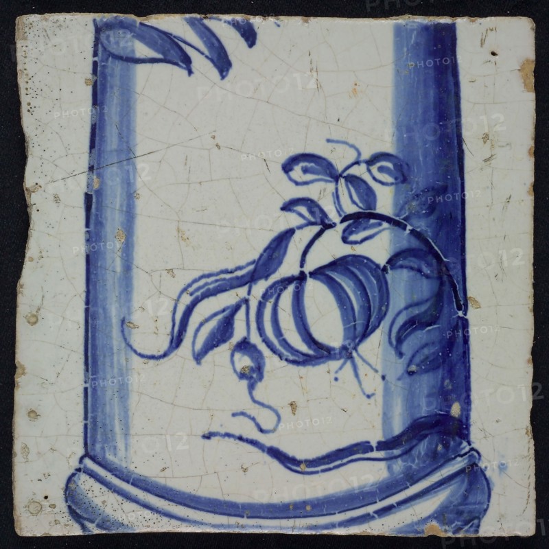 Blue tile with basement of pillar on which Turkish lily, of pilaster with 13 tiles, tile pilaster footage fragment ceramic