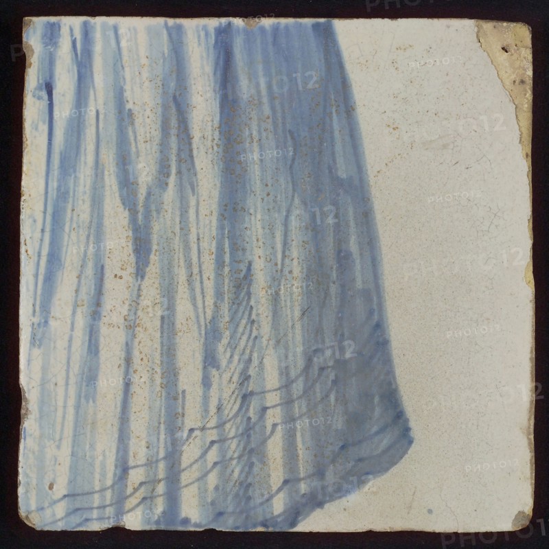Tile with blue skirt, tile pilaster footage fragment ceramic pottery glaze, d 1.1