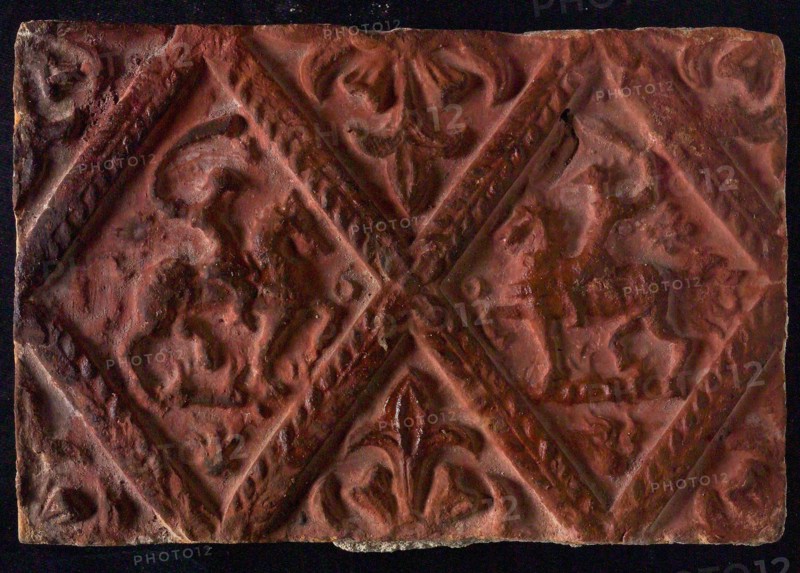 Hearthstone, from Antwerp Belgium, without frame, with two knights on horseback, fireplace stone part ceramics brick, baked