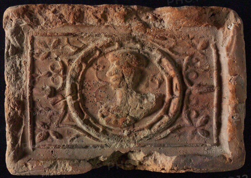 Hearthstone, Luiks, from Luik, Liege Belgium, with wide frame, with male head, fireplace stone fireplace component ceramics