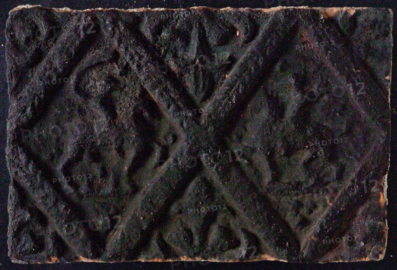 Hearthstone, from Antwerp Belgium, without frame, with two knights on horseback, hearth fireplace component ceramics brick