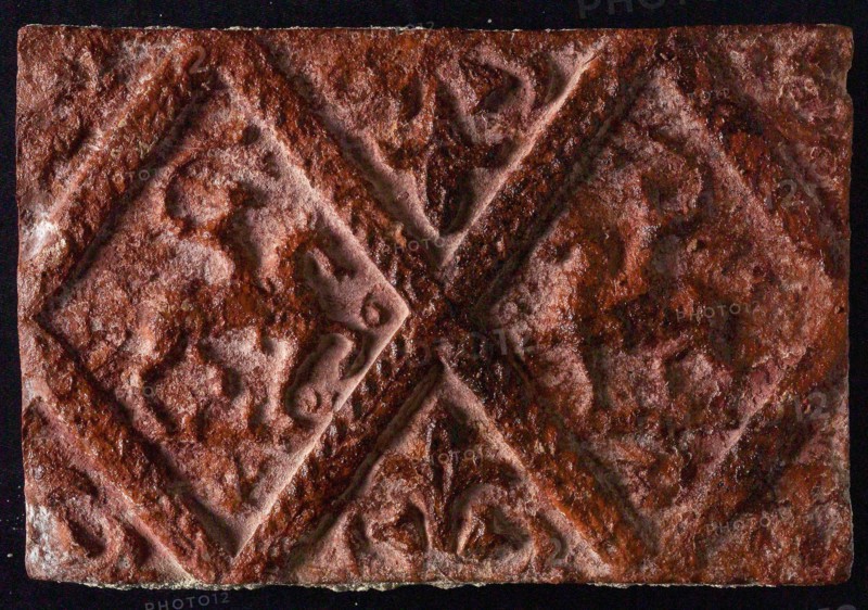 Hearthstone, from Antwerp Belgium, without frame, with two knights on horseback, hearth fireplace part ceramics brick, baked