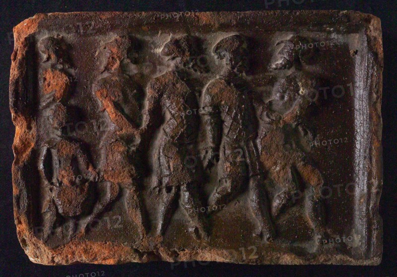Hearthstone, from Antwerp Belgium, with narrow frame, with the history of Susanna, fireplace stone part ceramics brick, fried