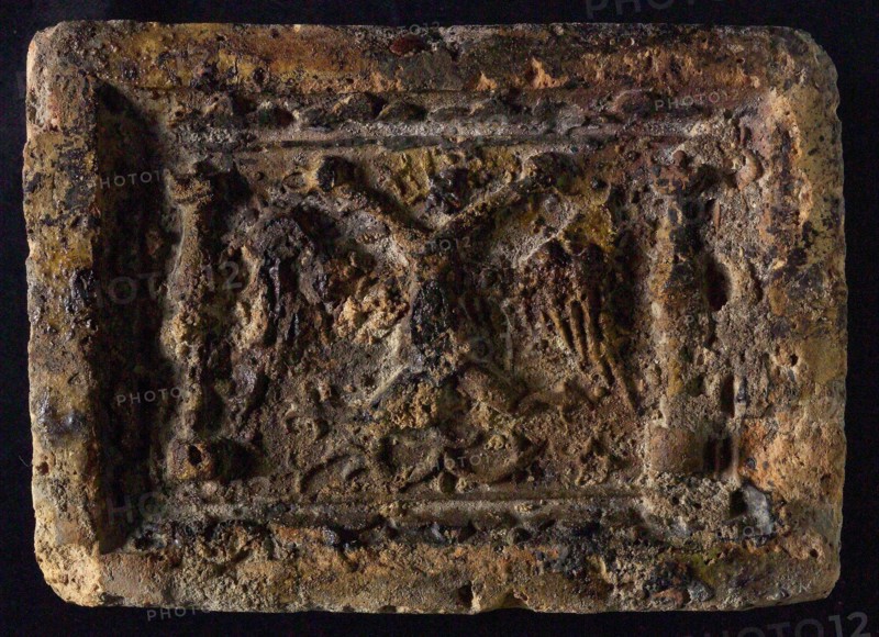 Hearthstone, Luiks, from Luik, Liege Belgium, with wide frame, with two-headed eagle, fireplace stone fireplace component