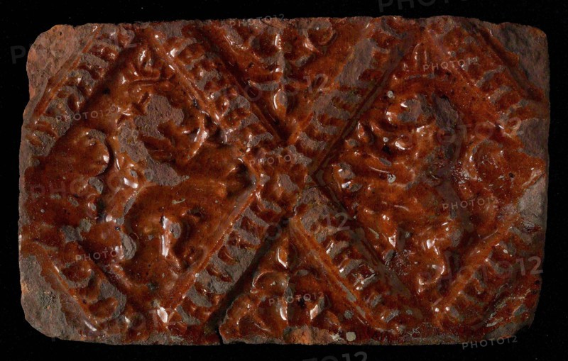 Hearthstone, from Antwerp Belgium, without frame, with lions in the window, fireplace stone component ceramics brick glaze