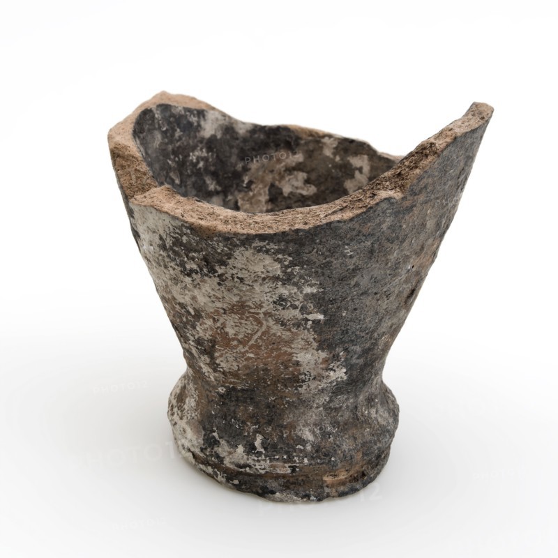 Earthenware lead white pot, unglazed, conical, on stand foot, lead white pot pot holder soil find ceramic pottery, hand-turned