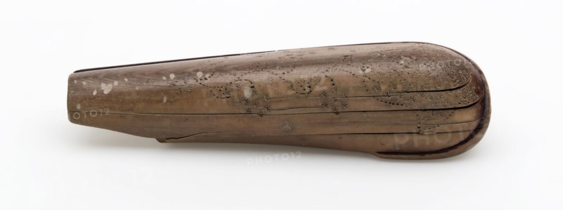Legs knife handle decorated with flower stalk and flower, knife cutlery cutlery soil find leg, w 3.0 sawn cut sanded dot