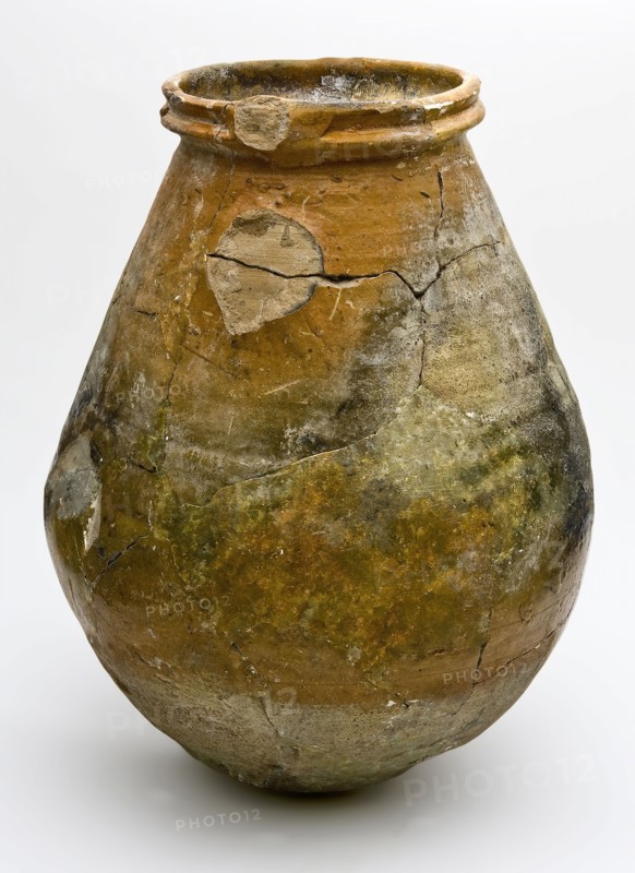 Pottery object, possibly diaper dryer, with holes above the bottom, glazed, pear-shaped, cover up diaper dryer? earth discovery