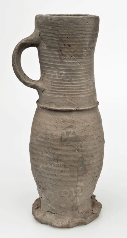 Gray Jug or jacobakan, stoneware jug on pinched foot, Jug or jacobakan jug crockery holder soil find ceramic stoneware, hand