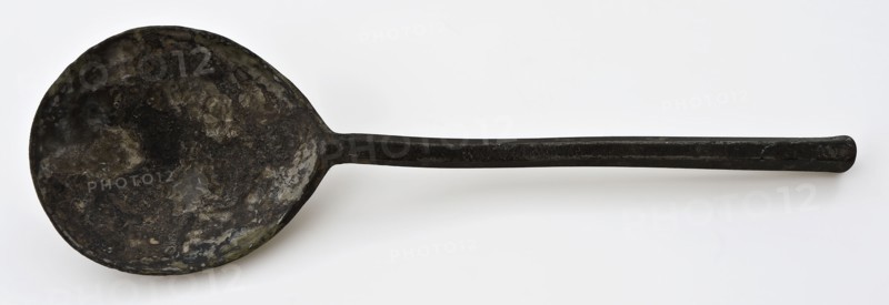 Pewter spoon with hexagonal handle, marked, spoon cutlery soil find tin metal total, shank, bake w 5,3 cast Pewter spoon