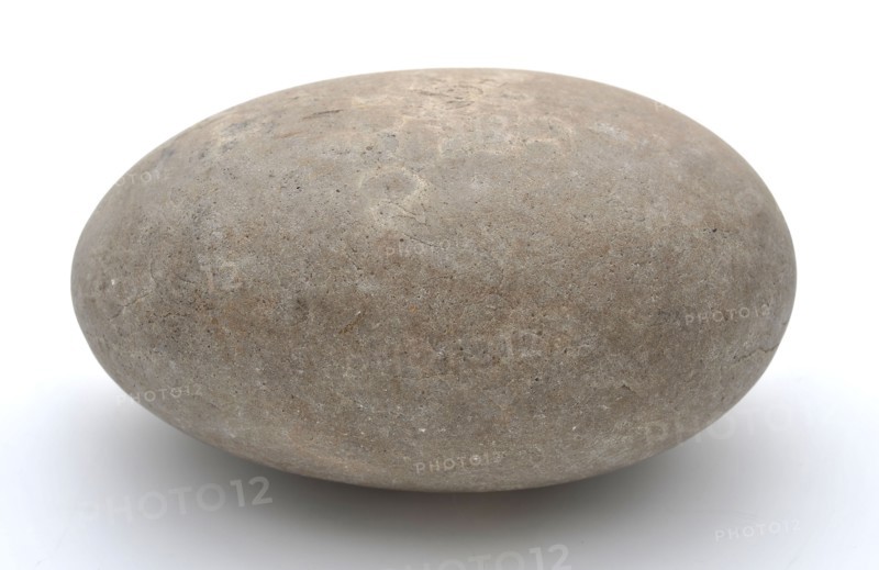 Gray smooth boulder with round shape, tool kit soil find natural stone stone, Even stone oval and round has circular traces