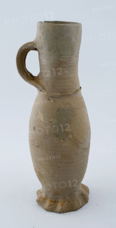Stoneware jug, Jug or jacobakan, slim in shape, on pinched foot, Jug or jacobakan jug crockery holder soil find ceramic