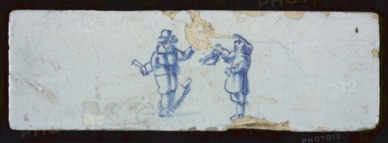 Border tile, double child's play, tipping or clinckaert, edge tile wall tile tile sculpture ceramic earthenware glaze, baked 2x