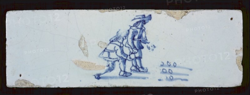 Border tile, double child's play, marbles, edge tile wall tile tile sculpture ceramic earthenware glaze, baked 2x glazed painted