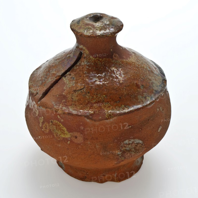 Pottery piggy bank, stocky model with button, upright ridge on the belly, piggy bank holder earth discovery ceramics earthenware