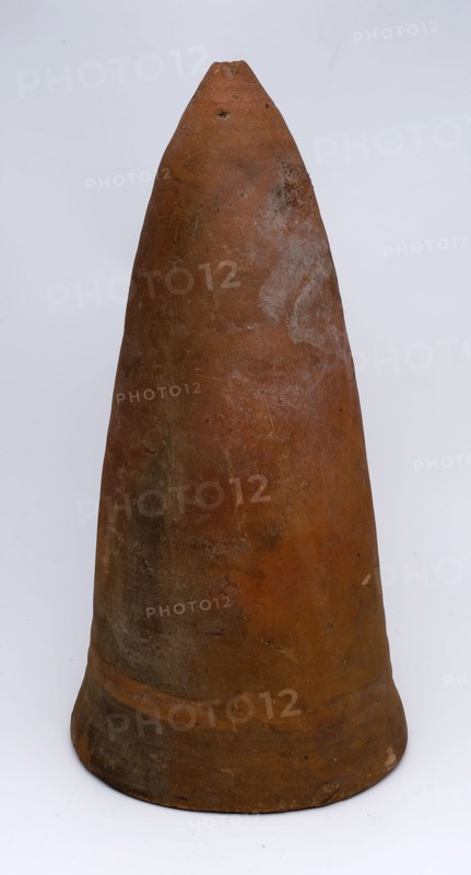 Earthenware cone, unglazed, without foot, ending in point with hole, cone hopper pot holder soil find ceramic pottery, hand