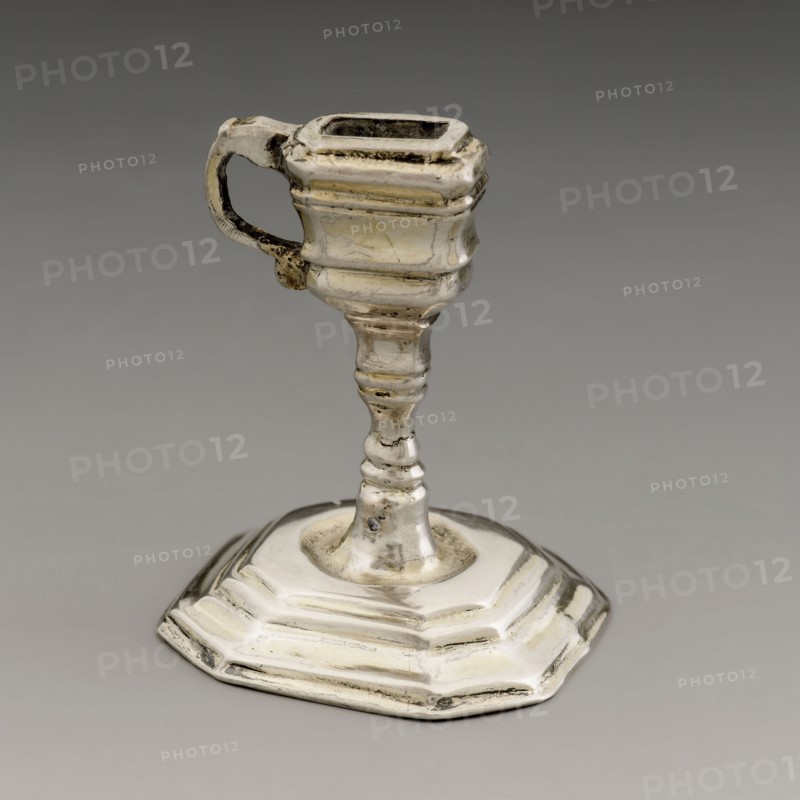 Silversmith: Jan Borduur, Silver miniature candlestick, candlestick candle holder doll toy miniature model silver, molded gold
