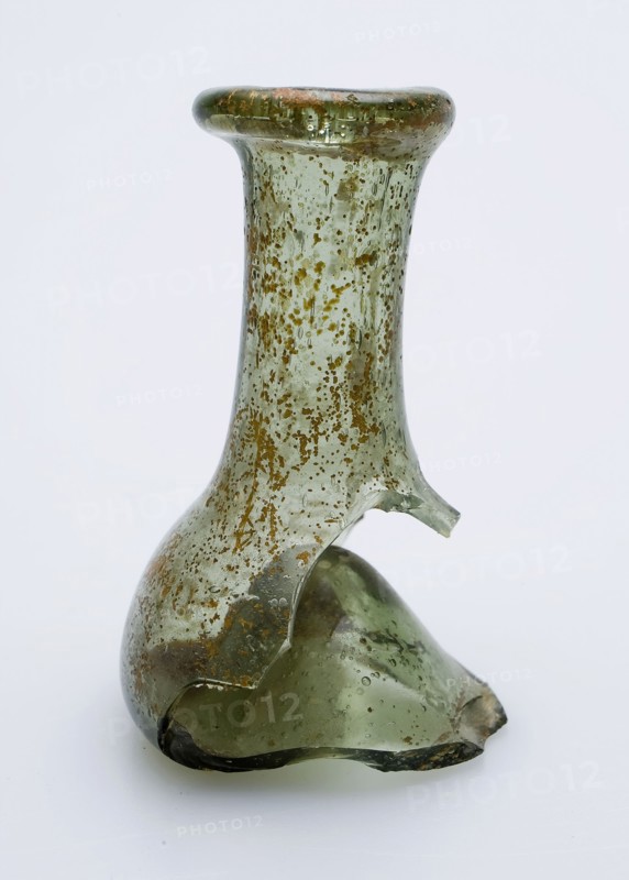 Fragment of round-bellied medicine Bottle, medicine bottle bottle holder soil find glass, free blown and shaped Small, medicine