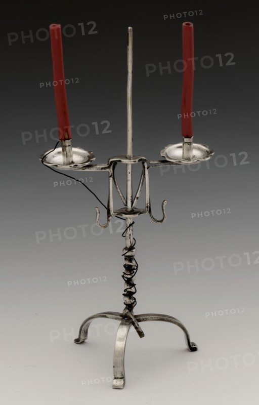 Silver miniature candlestick with two red (fake) candles, candlestick candlestick dolls toy relaxant miniature model silver