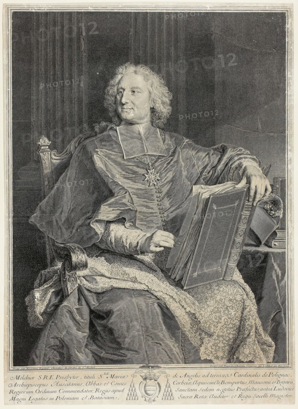 Portrait of Cardinal de Polignac, 1729, François Chereau, the elder (French, 1680-1729), after Hyacinthe Rigaud y Ros (French, 1659-1743), France, Engraving on ivory laid paper, 471 × 339 mm (image), 476 × 345 mm (sheet, cut within plate mark)