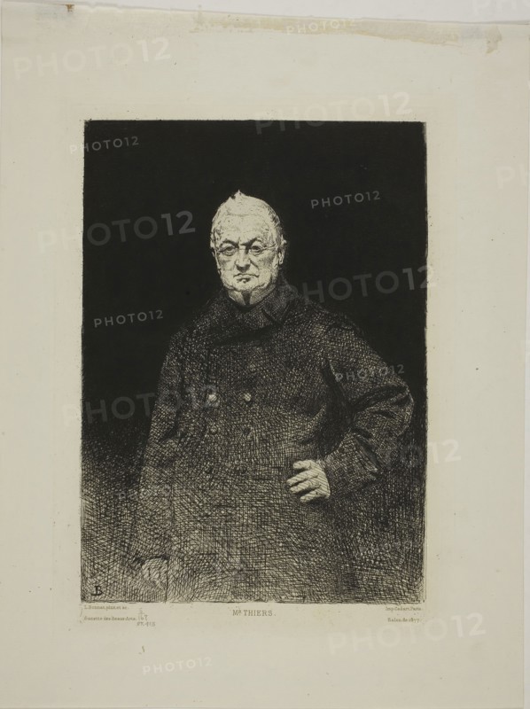 Monsieur Thiers, 1877, Léon Bonnat, French, 1833-1922, France, Etching with drypoint on cream laid paper, 219 × 157 mm (image), 241 × 170 mm (plate), 318 × 240 mm (sheet)