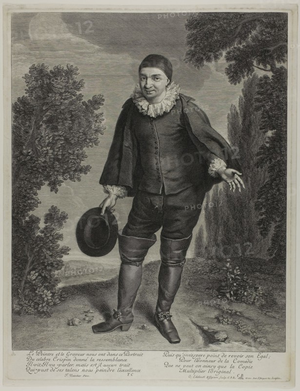 Crispin, 1682, Gérard Edelinck (French, born Flanders, 1640-1707), after Theodorus Netscher (Dutch, born France, 1661-1732), France, Engraving on ivory laid paper, 482 × 370 mm (plate), 497 × 382 mm (sheet)