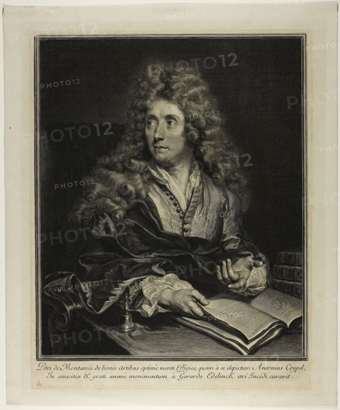 Pierre de Montarsis, 1692, Gérard Edelinck (French, born Flanders, 1640-1707), after Charles-Antoine Coypel (French, 1694-1752), France, Engraving on paper, 344 × 286 mm (image), 422 × 348 mm (sheet)