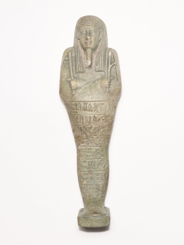 Ushabti (Funerary Figurine) of Horudja, Late Period, Dynasty 30 (380–343 BC), Egyptian, Hawara, Egypt, Faience, 21.9 × 6.6 × 4.7 cm (8 5/8 × 2 5/8 × 1 7/8 in.)