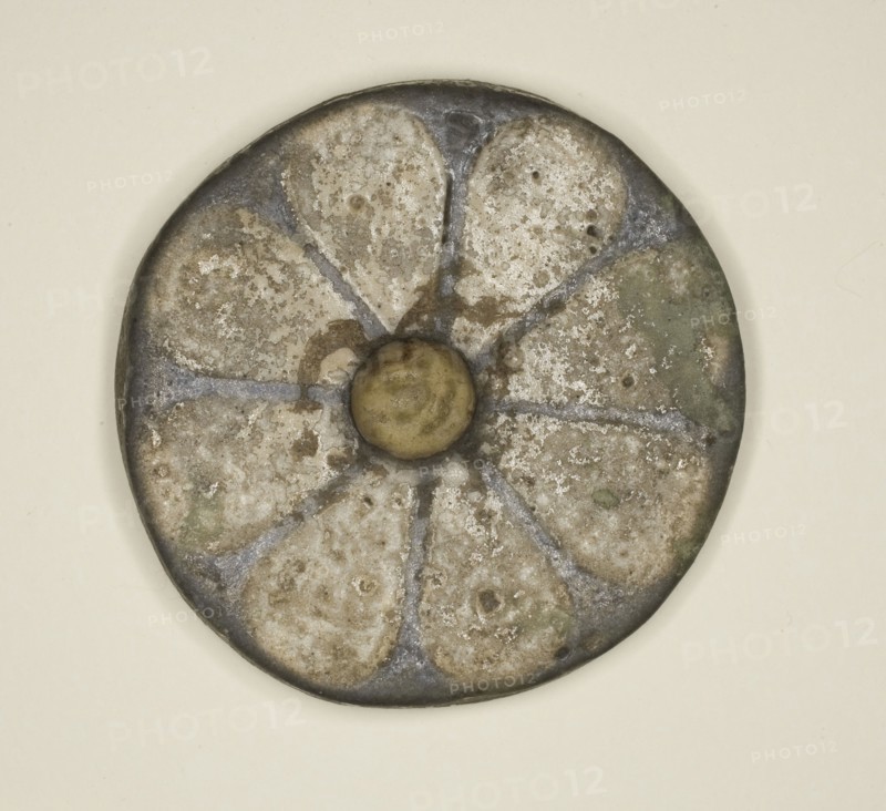 Rosette from the Temple of Ramesses III, New Kingdom, Dynasty 20 (about 1186–1069 BC), Egyptian, Egypt, Faience, H. 0.6 cm (1/4 in.), diam. 4.1 cm (1 5/8 in.)
