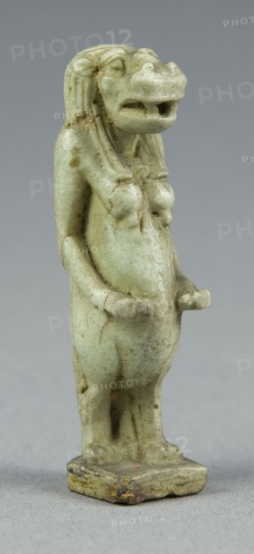 Amulet of Taweret, Third Intermediate Period–Late Period (about 1069–332 BC), Egyptian, Egypt, Faience, 4.75 × 1.75 × 1.5 cm (1 7/8 × 1 11/16 × 9/16 in.)