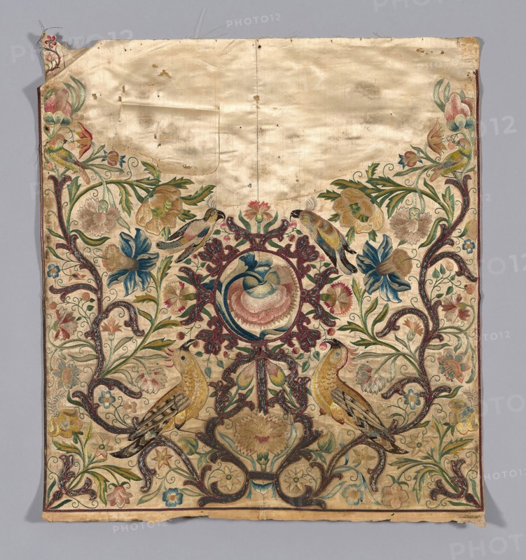 Panel (formerly Cover from a Sedan Chair), c. 1720, France, silk compound weave, brocaded, 76.2 × 67.3 cm (30 × 26 1/2 in.)