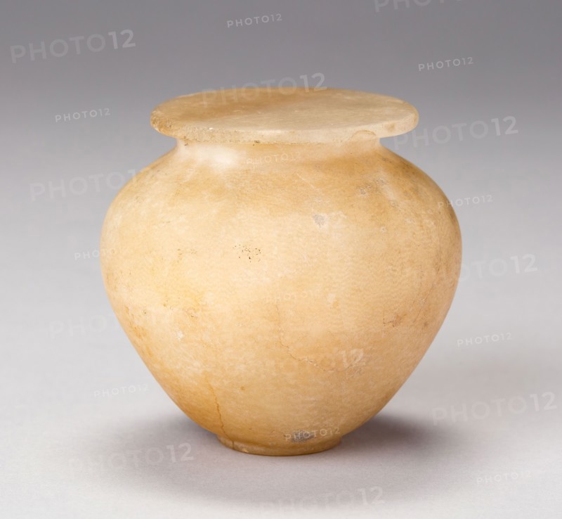 Vessel, Old Kingdom, Dynasty 4–6 (about 2613–2181 BC), Egyptian, Egypt, Calcite, 1892.14a-b