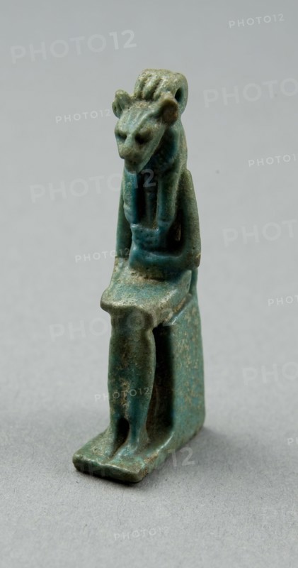 Amulet of the Goddess Bastet, Third Intermediate Period, Dynasty 21–25 (1070–656 BC), Egyptian, Egypt, Faience, 5 × 2.2 × 1 cm (2 × 7/8 × 3/8 in.)