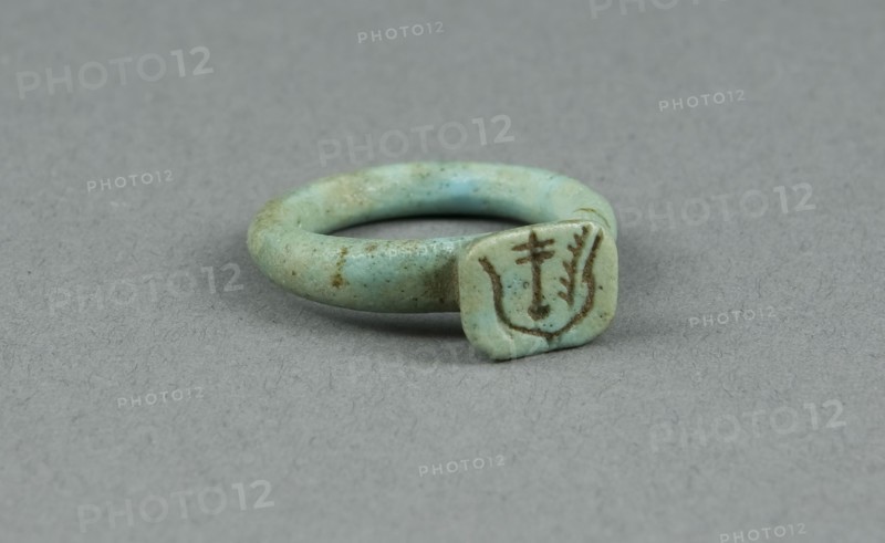 Ring: Bezel inscribed Happy New Year, Late Period, Dynasty 26 (about 665–545 BC), Egyptian, Egypt, Faience, W. 1 cm (3/8 in.), diam. 2.75 cm (1 1/16 in.)