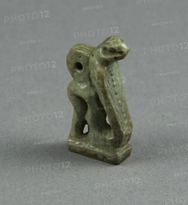 Amulet of a Uraeus (Cobra), Late Period, Dynasty 26–31 (662–332 BC), Egyptian, Egypt, Faience, 0.6 × 1.6 × 1 cm (1/4 × 5/8 × 3/8 in.)