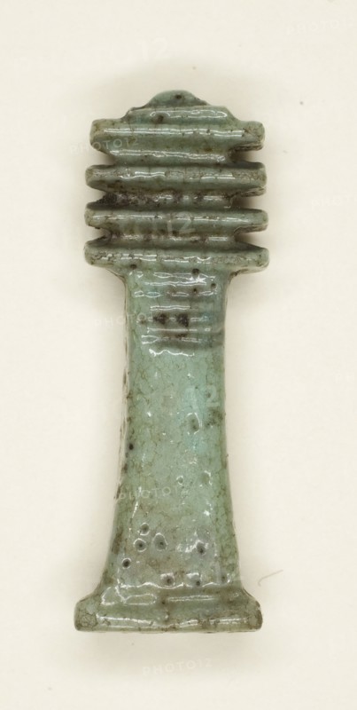 Amulet of a Djed Pillar, Third Intermediate Period–Ptolemaic Period (11th–7th centuries BC), Egyptian, Egypt, Faience, 2.25 × 0.75 × 0.5 cm (7/8 × 5/16 × 3/16 in.)
