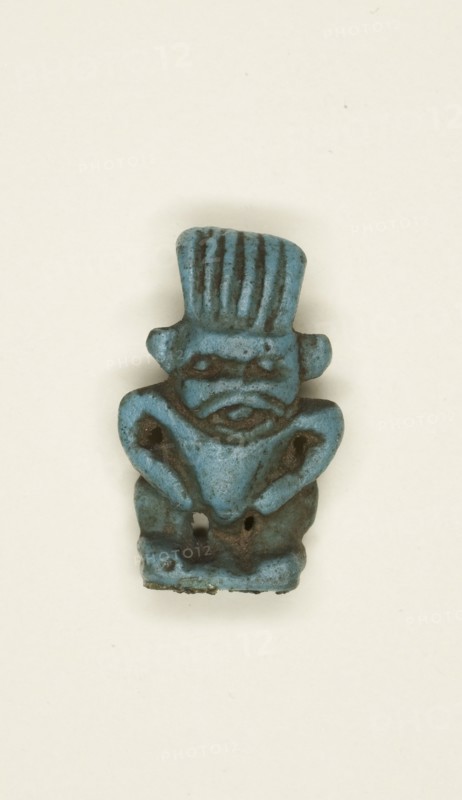 Amulet of the God Bes, Third Intermediate Period, Dynasty 21–25 (1070–656 BC), Egyptian, Egypt, Faience, 1.6 × 1 × 0.6 cm (5/8 × 3/8 × 1/4 in.)