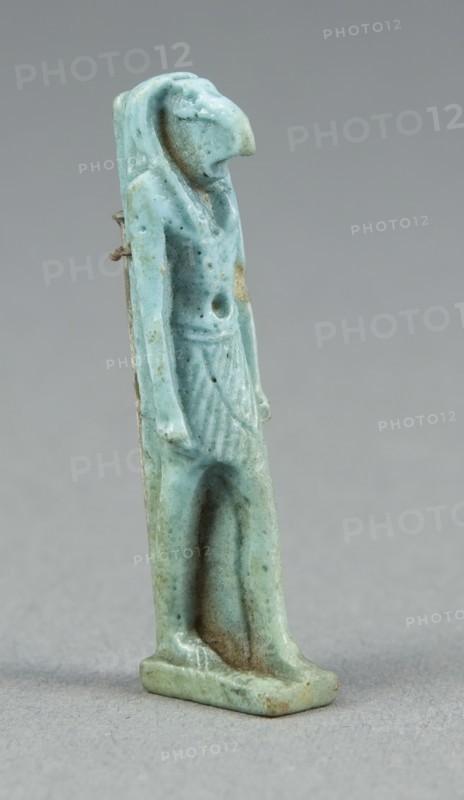Amulet of the God Thoth, Third Intermediate Period, Dynasty 21–25 (1070–656 BC), Egyptian, Egypt, Faience, 3.8 × 1 × 0.6 cm (1 1/2 × 3/8 × 1/4 in.)